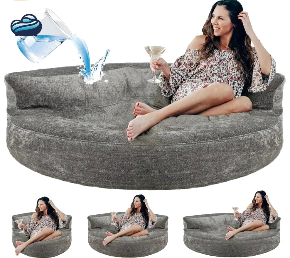 canape pouf geant gris