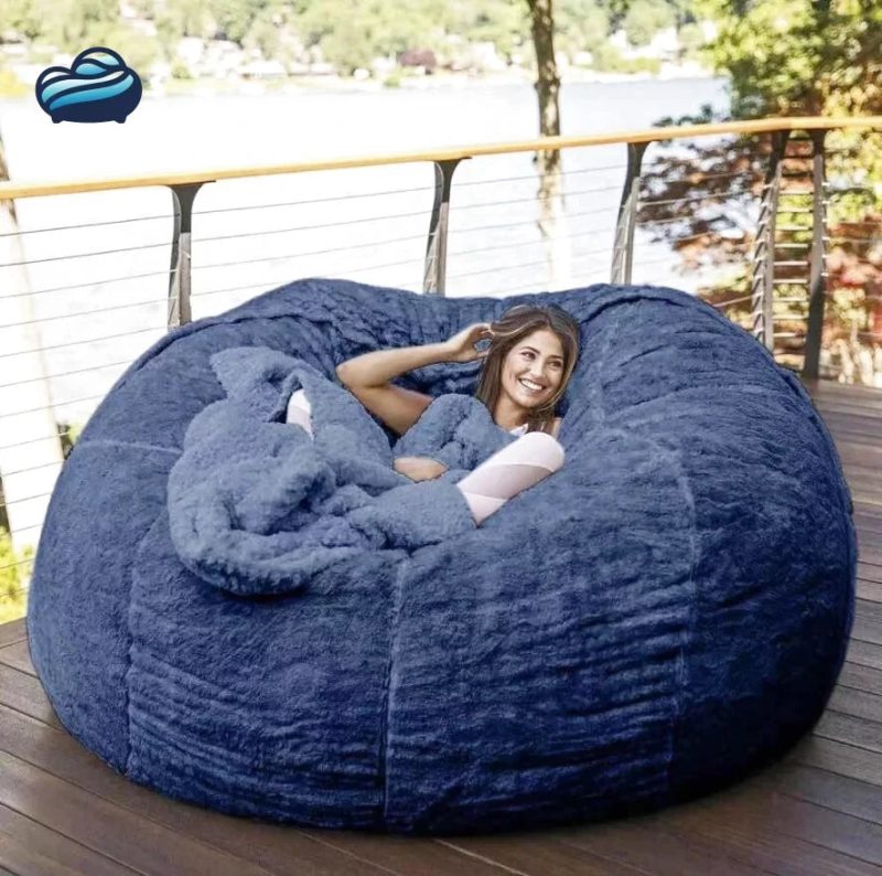 lit pouf geant bleu 183cmx90cm 2