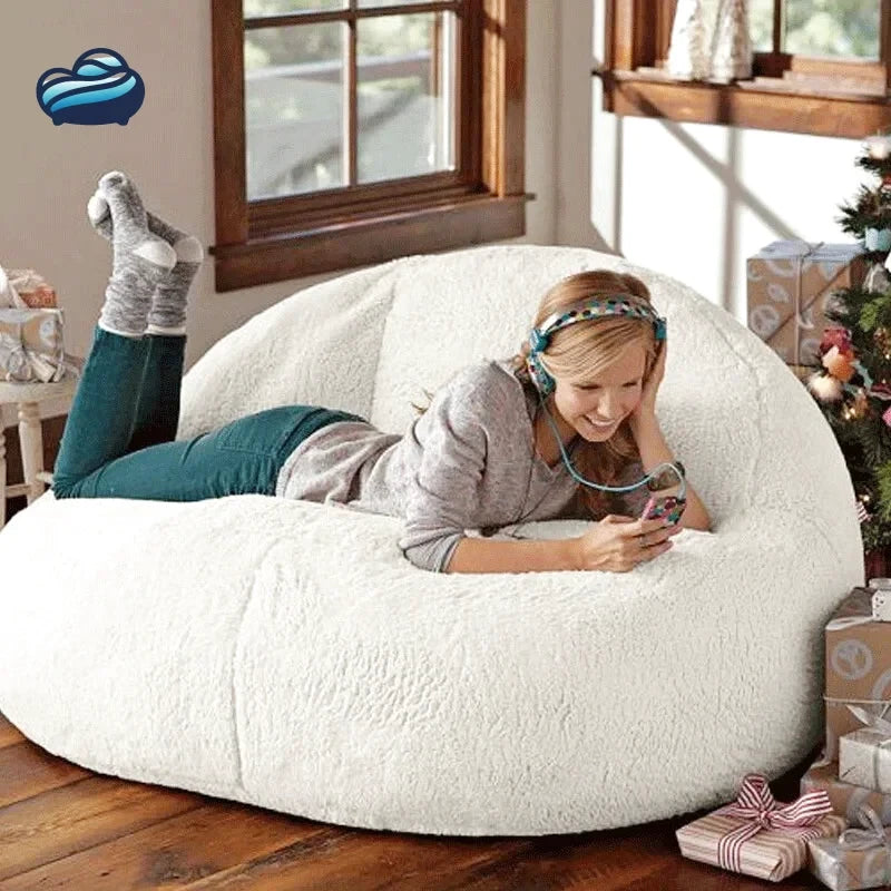 pouf geant cocooning blanc double 2